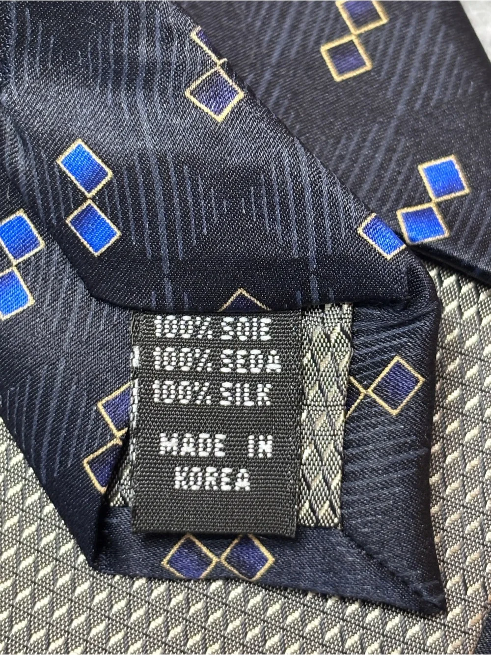 Men's Black & Blue Geometric Silk Tie
